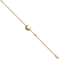 14K Yellow Gold Moon and Star Bracelet with Diamonds and Sapphires - 0.10 Carats Total Diamond Weight by Monteluci Fine Jewelry