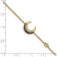 14K Yellow Gold Moon and Star Bracelet with Diamonds and Sapphires - 0.10 Carats Total Diamond Weight by Monteluci Fine Jewelry