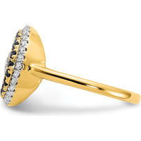 14K Yellow Gold Moon and Star Motif Ring with Round Sapphires and Diamonds - 0.07 Carat Total Gemstone Weight by 0