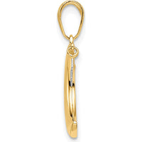 14K Yellow Gold Moon with Dangle Star Pendant with Rhodium Accent - Polished Satin Finish by Oro Pregiato