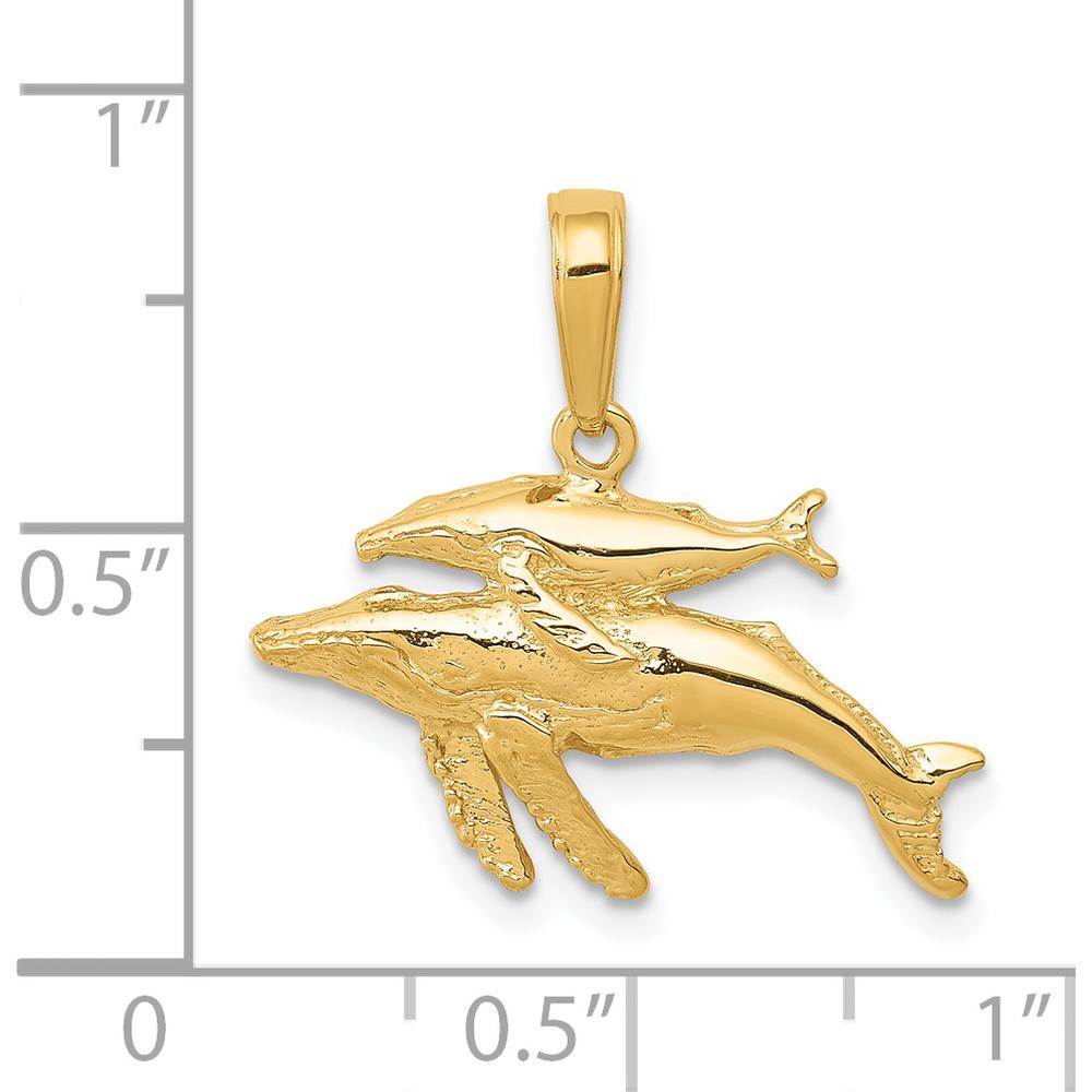 14K Yellow Gold Mother and Baby Humpback Whale Pendant - Symbol of Family and Nature by Oro Pregiato