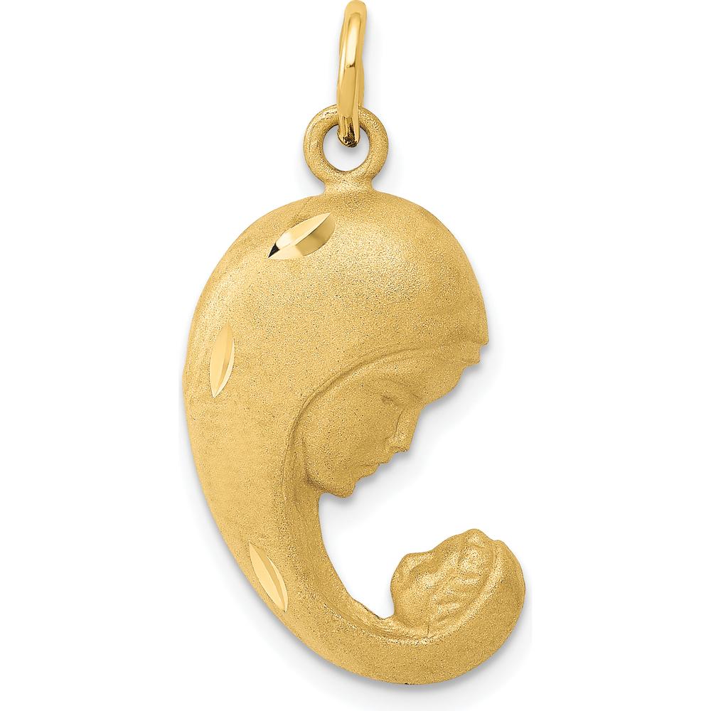 14K Yellow Gold Mother and Baby Pendant Charm - 27mm Long by Oro Pregiato
