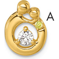 14K Yellow Gold Mother and Child Birthstone and Diamond Chain Slide Pendant - Customizable Design by Oro Pregiato