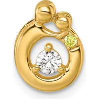 14K Yellow Gold Mother and Child Birthstone and Diamond Chain Slide Pendant - Customizable Design by Oro Pregiato