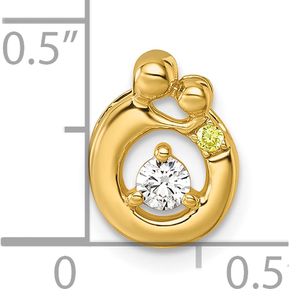 14K Yellow Gold Mother and Child Birthstone and Diamond Chain Slide Pendant - Customizable Design by Oro Pregiato