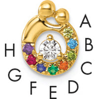 14K Yellow Gold Mother and Child Birthstone Pendant with Diamond Center - Customizable Design by Oro Pregiato