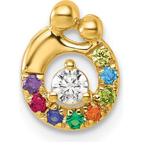 14K Yellow Gold Mother and Child Birthstone Pendant with Diamond Center - Customizable Design by Oro Pregiato