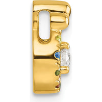 14K Yellow Gold Mother and Child Birthstone Pendant with Diamond Center - Customizable Design by Oro Pregiato