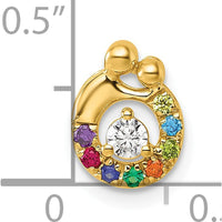 14K Yellow Gold Mother and Child Birthstone Pendant with Diamond Center - Customizable Design by Oro Pregiato