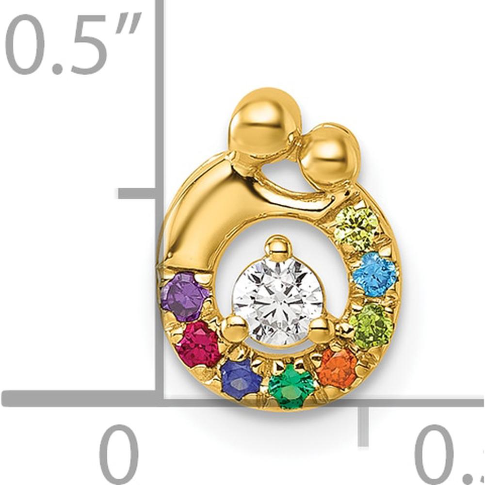 14K Yellow Gold Mother and Child Birthstone Pendant with Diamond Center - Customizable Design by Oro Pregiato