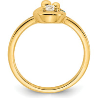 14K Yellow Gold Mother and Child Motif Ring with Round Diamond and Birthstone Accent by 0