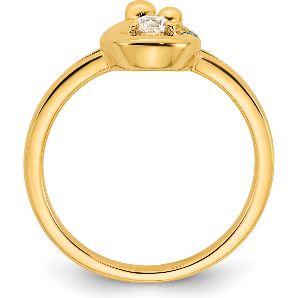 14K Yellow Gold Mother and Child Motif Ring with Round Diamond and Birthstone Accent by 0