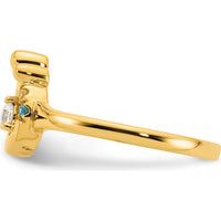 14K Yellow Gold Mother and Child Motif Ring with Round Diamond and Birthstone Accent by 0