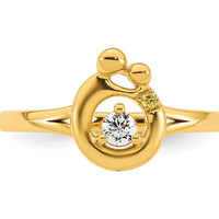 14K Yellow Gold Mother and Child Motif Ring with Round Diamond and Custom Birthstone Accent by 0