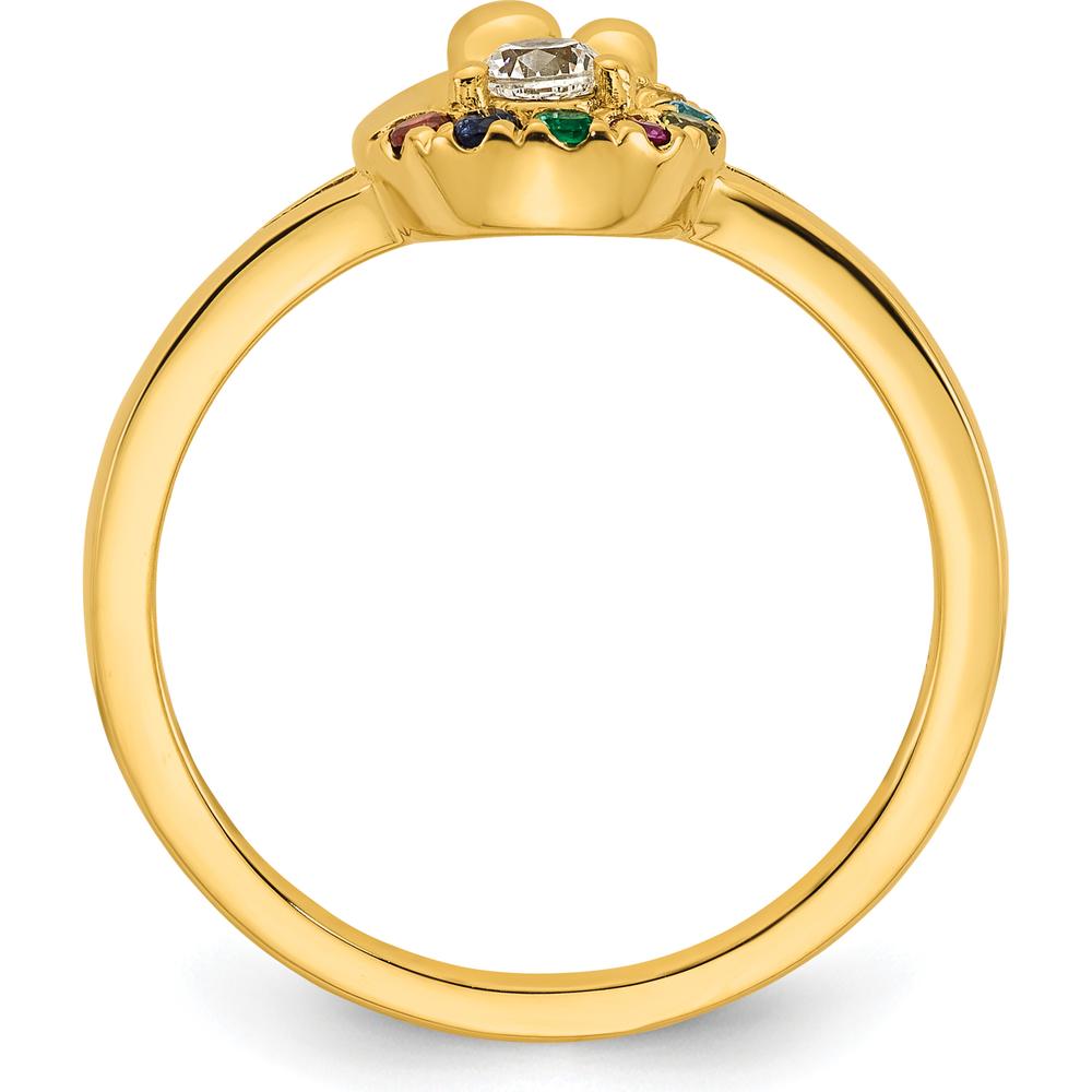 14K Yellow Gold Mother and Child Motif Ring with Round Diamond and Seven Multi-Birthstones by 0