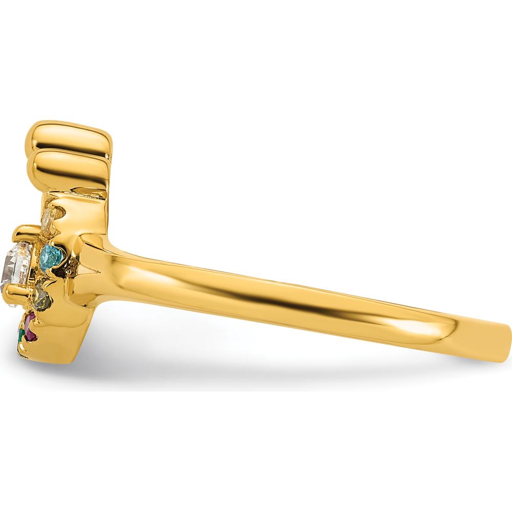 14K Yellow Gold Mother and Child Motif Ring with Round Diamond and Seven Multi-Birthstones by 0
