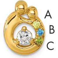 14K Yellow Gold Mother and Child Pendant with 3 Birthstones and Diamond Center by Oro Pregiato
