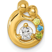 14K Yellow Gold Mother and Child Pendant with 3 Birthstones and Diamond Center by Oro Pregiato
