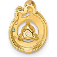 14K Yellow Gold Mother and Child Pendant with 3 Birthstones and Diamond Center by Oro Pregiato