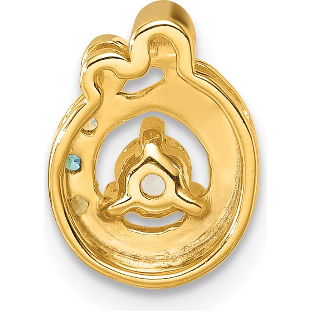 14K Yellow Gold Mother and Child Pendant with 3 Birthstones and Diamond Center by Oro Pregiato