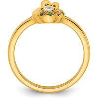 14K Yellow Gold Mother and Child Ring with Round Diamond and 6 Multicolor Birthstones by 0