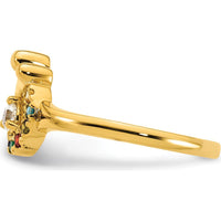 14K Yellow Gold Mother and Child Ring with Round Diamond and 6 Multicolor Birthstones by 0