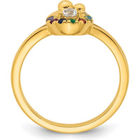 14K Yellow Gold Mother and Child Ring with Round Diamond and 8 Multicolor Birthstones by 0