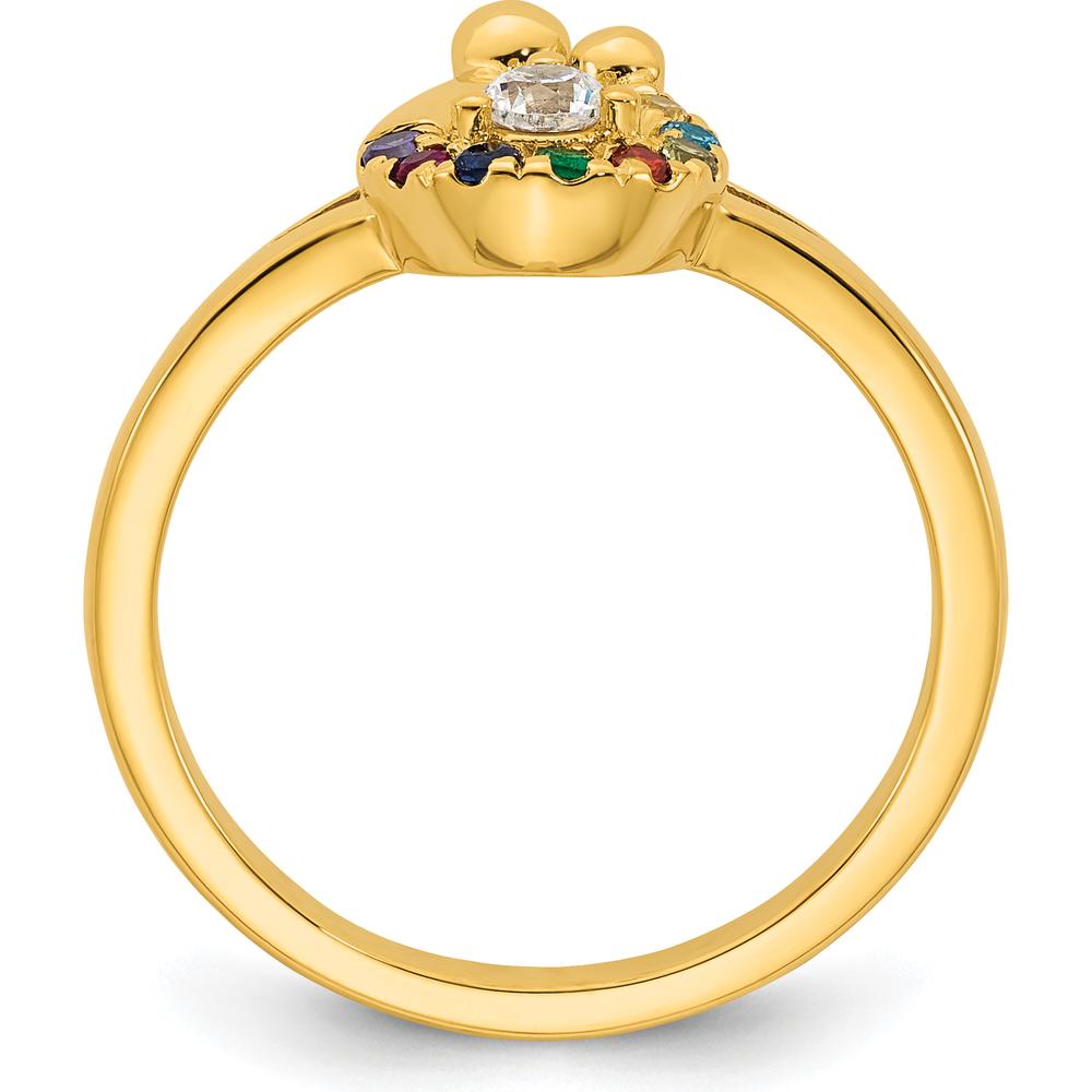 14K Yellow Gold Mother and Child Ring with Round Diamond and 8 Multicolor Birthstones by 0