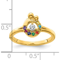 14K Yellow Gold Mother and Child Ring with Round Diamond and 8 Multicolor Birthstones by 0