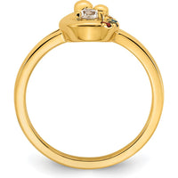 14K Yellow Gold Mother and Child Ring with Round Diamond and Four Birthstones by 0