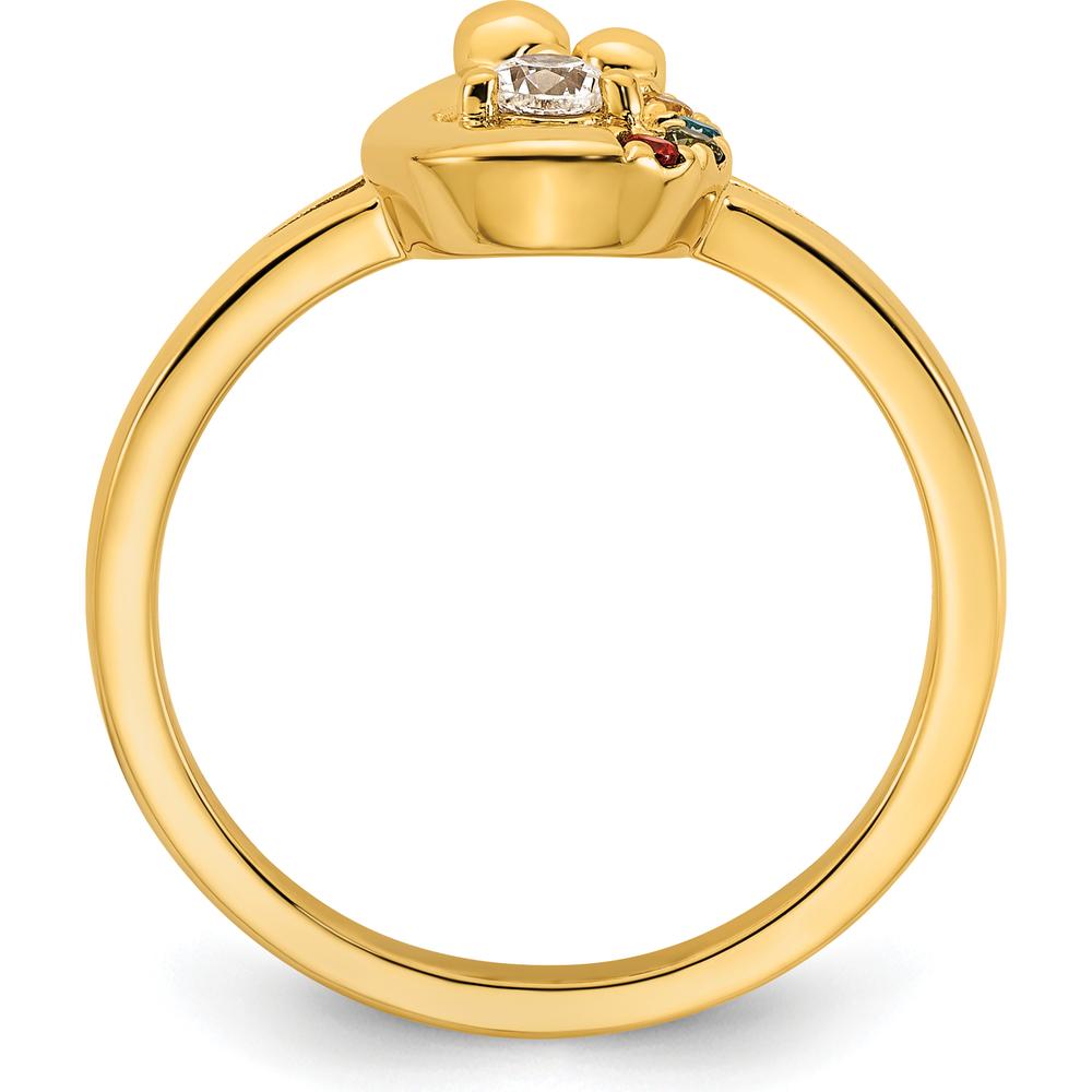 14K Yellow Gold Mother and Child Ring with Round Diamond and Four Birthstones by 0