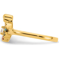 14K Yellow Gold Mother and Child Ring with Round Diamond and Four Birthstones by 0