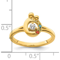 14K Yellow Gold Mother and Child Ring with Round Diamond and Four Birthstones by 0