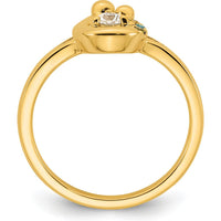 14K Yellow Gold Mother and Child Ring with Round Diamond Center and Three Birthstone Accents by 0