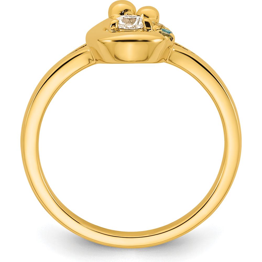 14K Yellow Gold Mother and Child Ring with Round Diamond Center and Three Birthstone Accents by 0