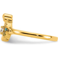 14K Yellow Gold Mother and Child Ring with Round Diamond Center and Three Birthstone Accents by 0