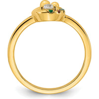 14K Yellow Gold Mother & Child Swirl Ring with Round Diamond Center and Five Custom Birthstones by 0