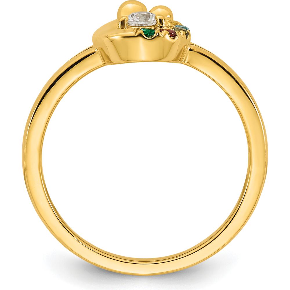14K Yellow Gold Mother & Child Swirl Ring with Round Diamond Center and Five Custom Birthstones by 0