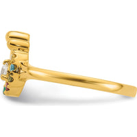 14K Yellow Gold Mother & Child Swirl Ring with Round Diamond Center and Five Custom Birthstones by 0