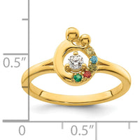14K Yellow Gold Mother & Child Swirl Ring with Round Diamond Center and Five Custom Birthstones by 0