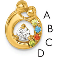 14K Yellow Gold Mother/Child Pendant with 4 Birthstones and Diamond - Personalized Semi-Mount by Oro Pregiato