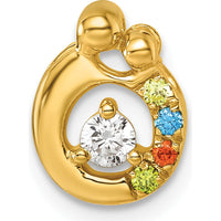 14K Yellow Gold Mother/Child Pendant with 4 Birthstones and Diamond - Personalized Semi-Mount by Oro Pregiato