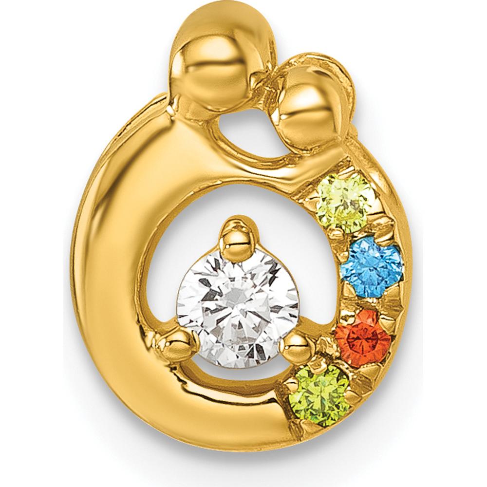 14K Yellow Gold Mother/Child Pendant with 4 Birthstones and Diamond - Personalized Semi-Mount by Oro Pregiato