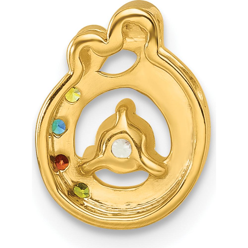 14K Yellow Gold Mother/Child Pendant with 4 Birthstones and Diamond - Personalized Semi-Mount by Oro Pregiato