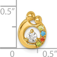 14K Yellow Gold Mother/Child Pendant with 4 Birthstones and Diamond - Personalized Semi-Mount by Oro Pregiato