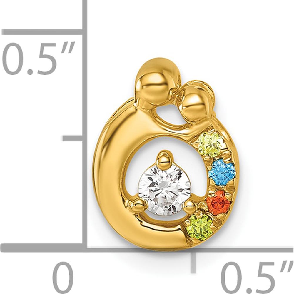 14K Yellow Gold Mother/Child Pendant with 4 Birthstones and Diamond - Personalized Semi-Mount by Oro Pregiato