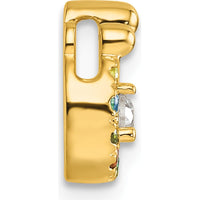 14K Yellow Gold Mother/Child Pendant with 6 Birthstones and Diamond Center - Customizable Charm by Oro Pregiato