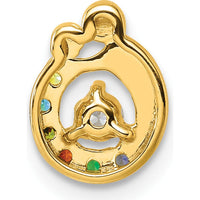 14K Yellow Gold Mother/Child Pendant with 6 Birthstones and Diamond Center - Customizable Charm by Oro Pregiato