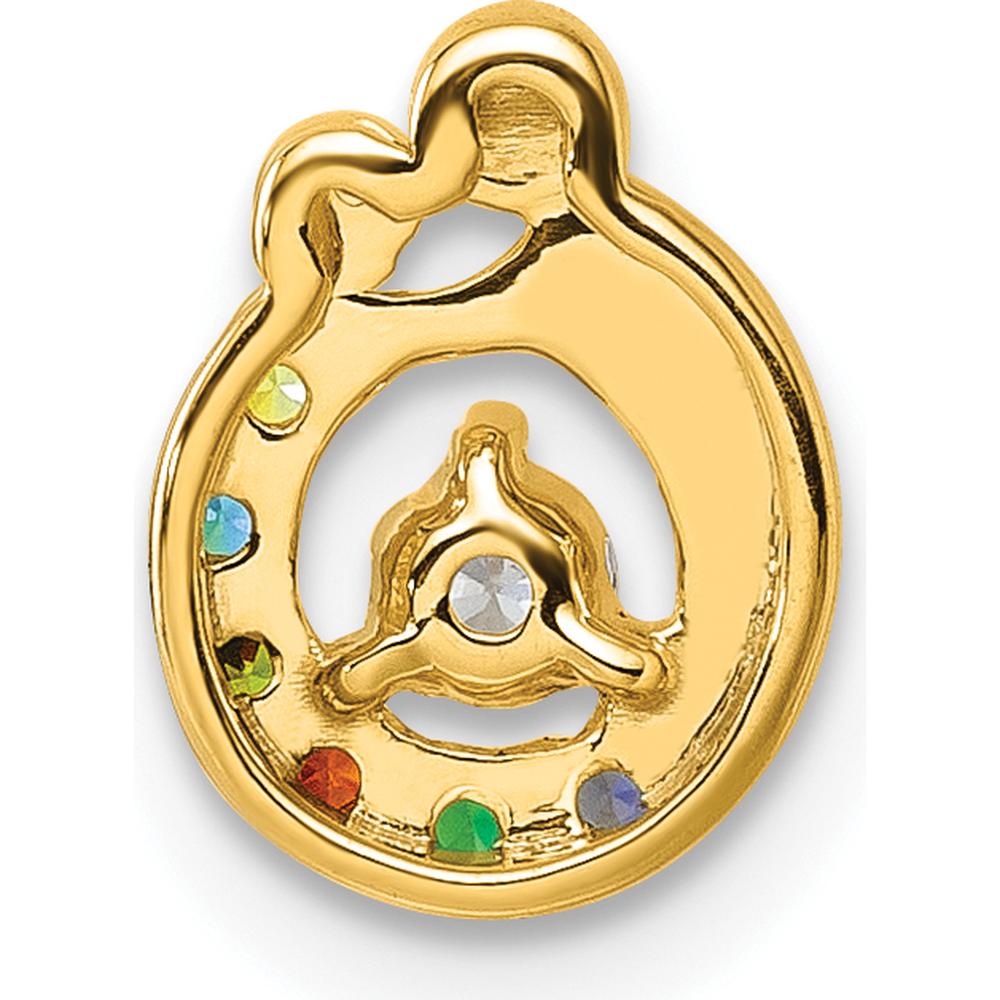 14K Yellow Gold Mother/Child Pendant with 6 Birthstones and Diamond Center - Customizable Charm by Oro Pregiato