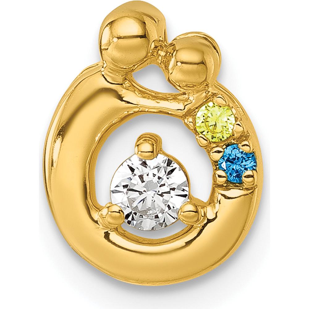 14K Yellow Gold Mother-Child Pendant with Diamond and Two Birthstones - Customizable Semi-Mount Design by Oro Pregiato